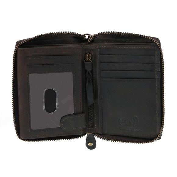 CTM Men's Bifold Zip Around Chain Wallet with Interior Zip - Picture 4 of 5